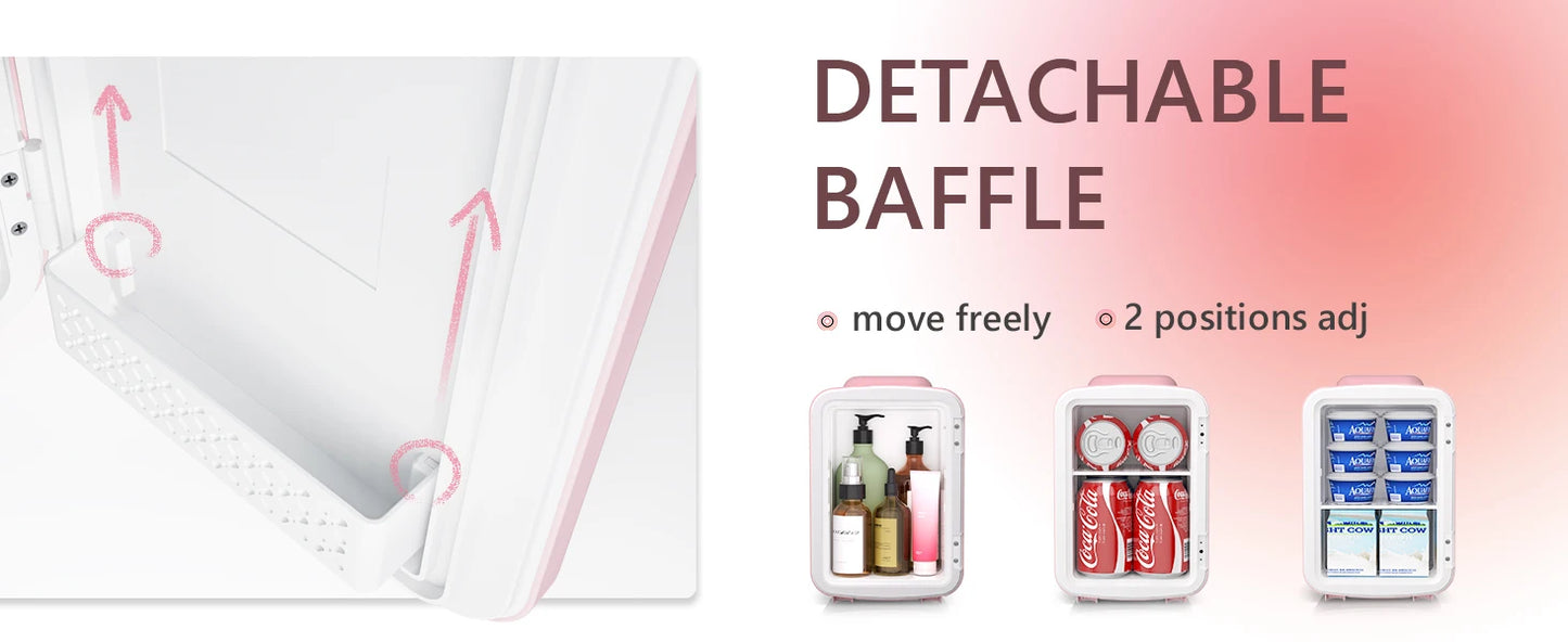 Ljustra 4L Mini Fridge with Freezer Compact Refrigerator for Car Office