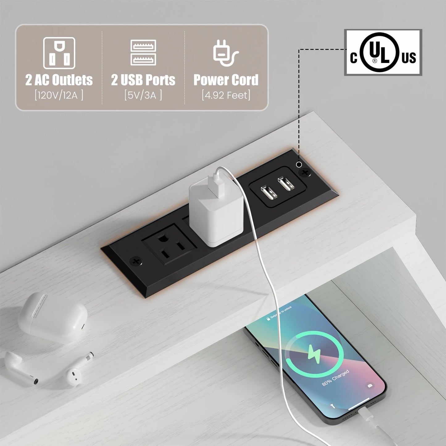Dresser with 9 Drawers LED Lights Charging Station for Bedroom Furniture