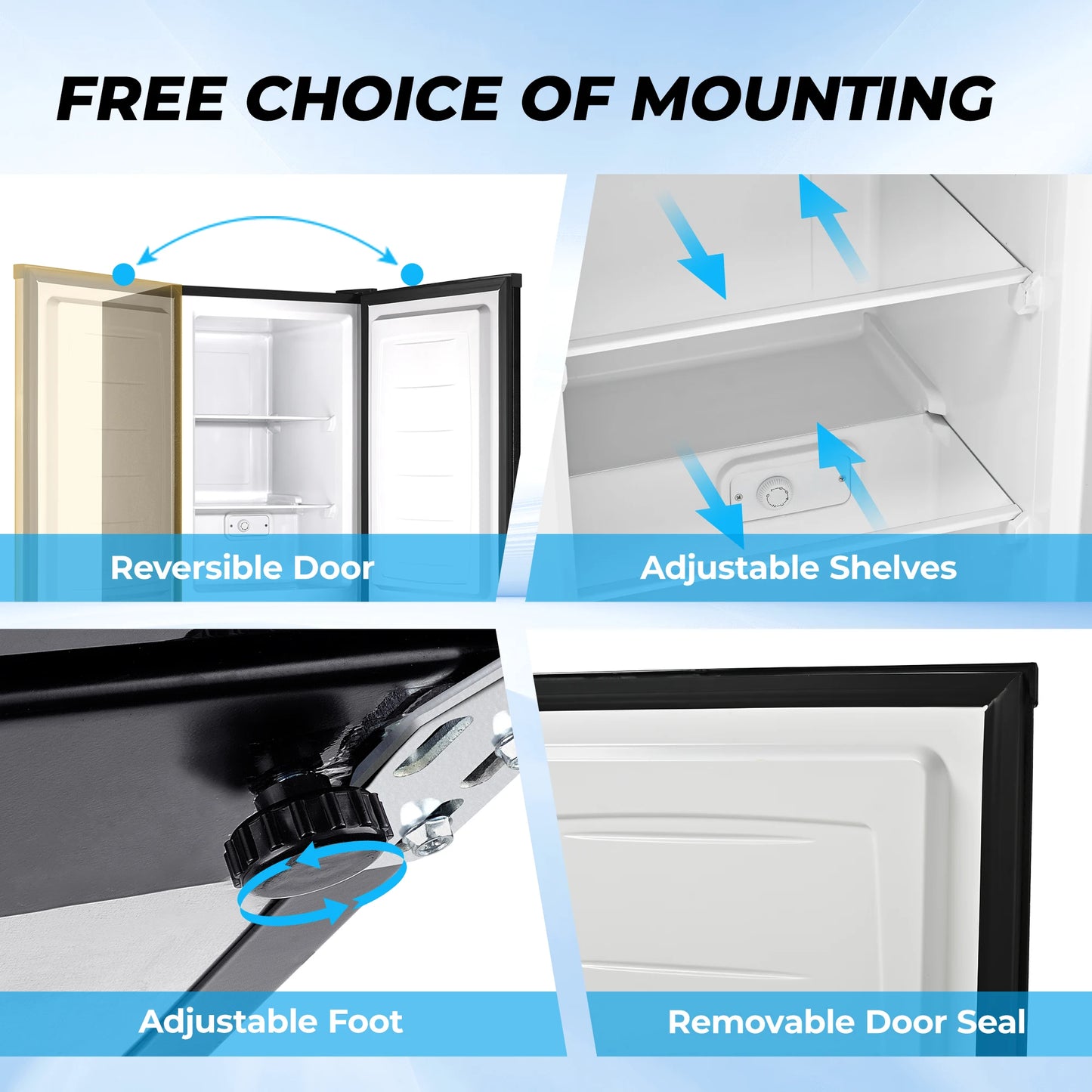 SIMZLIFE Compact Mini Freezer 3.0 Cubic Feet Reversible Door Home Office