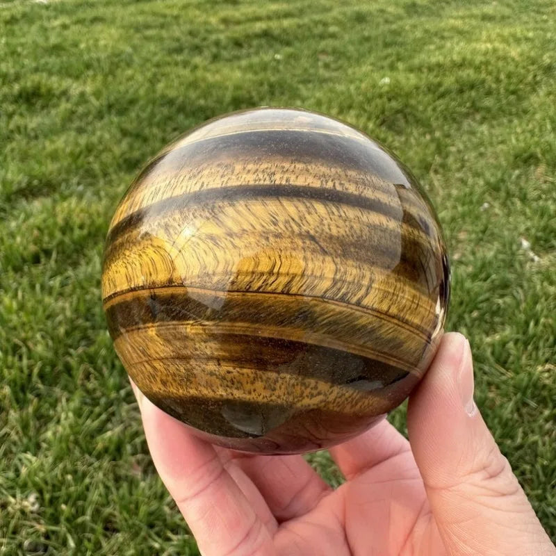 Natural Tiger Eye Jasper Sphere Crystal Ball Home Decor Reiki Healing