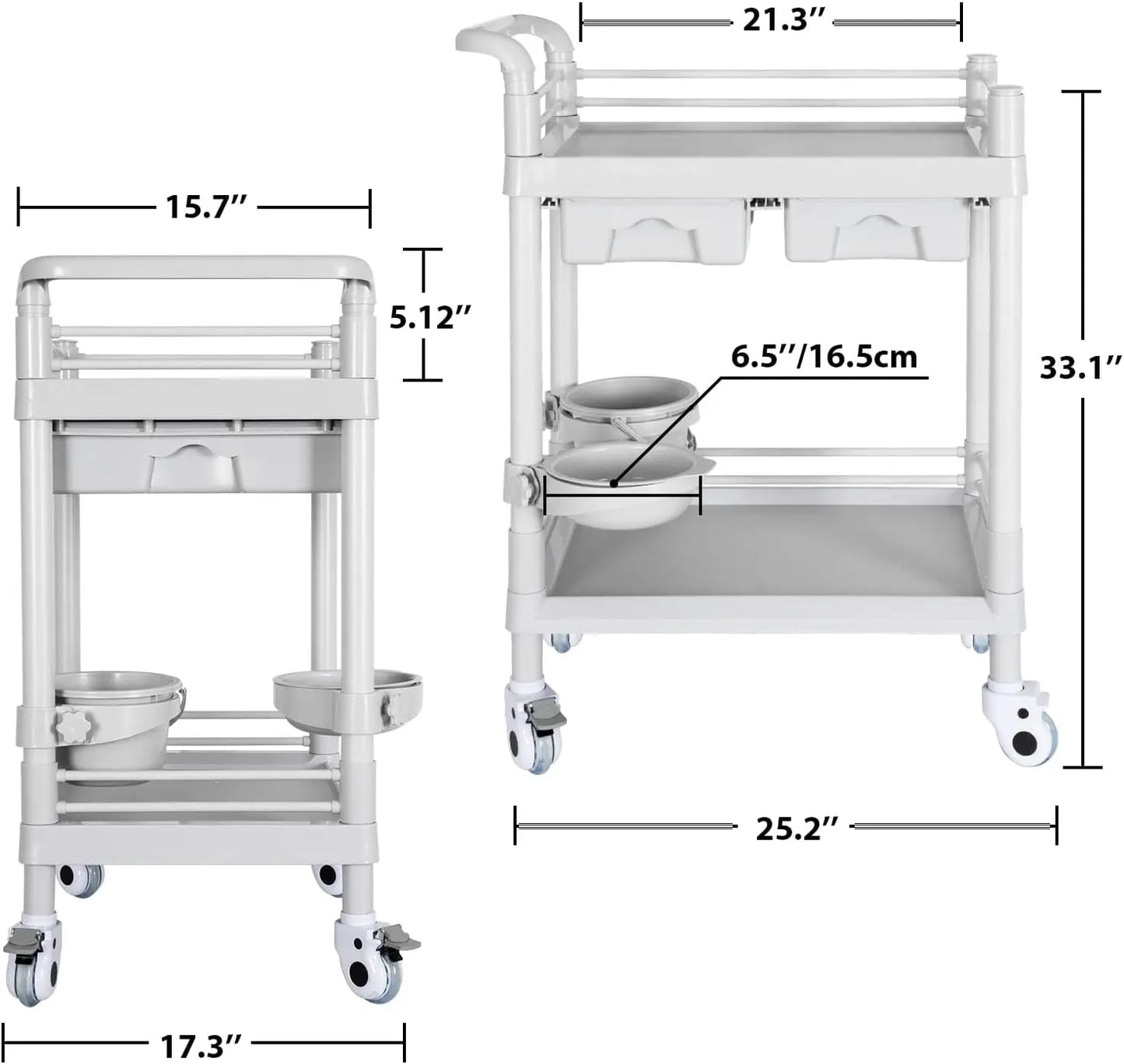 Mobile Trolley Cart with Wheels 330lbs Capacity Rolling Storage Utility
