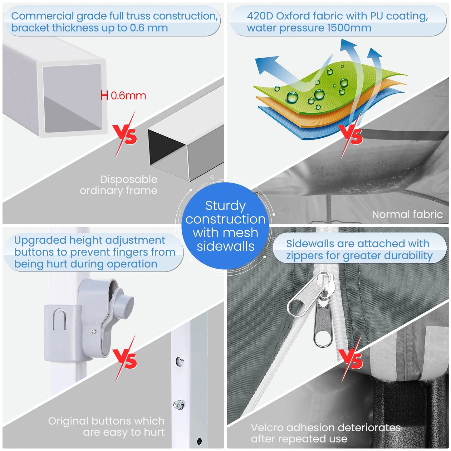 Heavy Duty 10x15 FT Pop Up Canopy Tent with Mosquito Netting Sidewalls