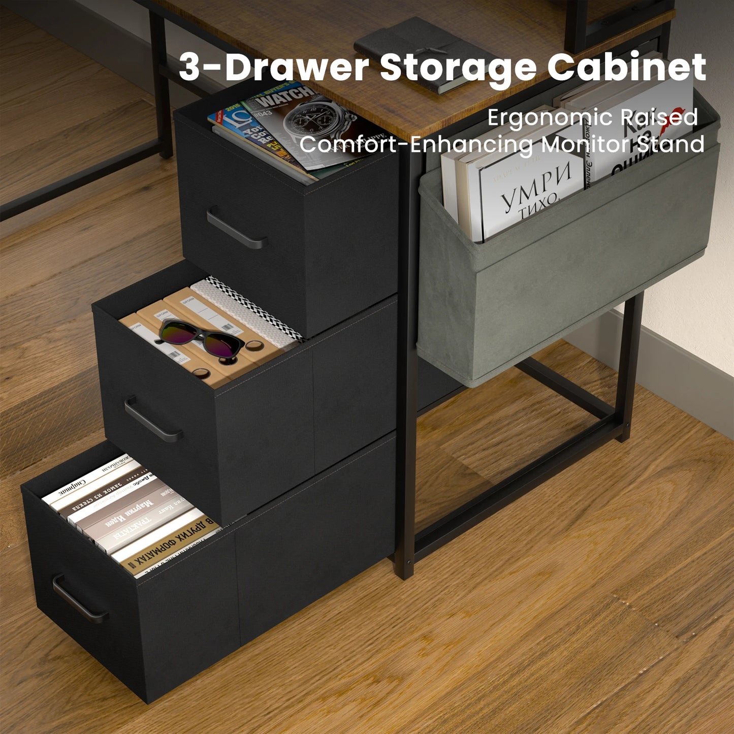 L Shaped Gaming Desk with Power Outlet and RGB LED Lights 67 Inch