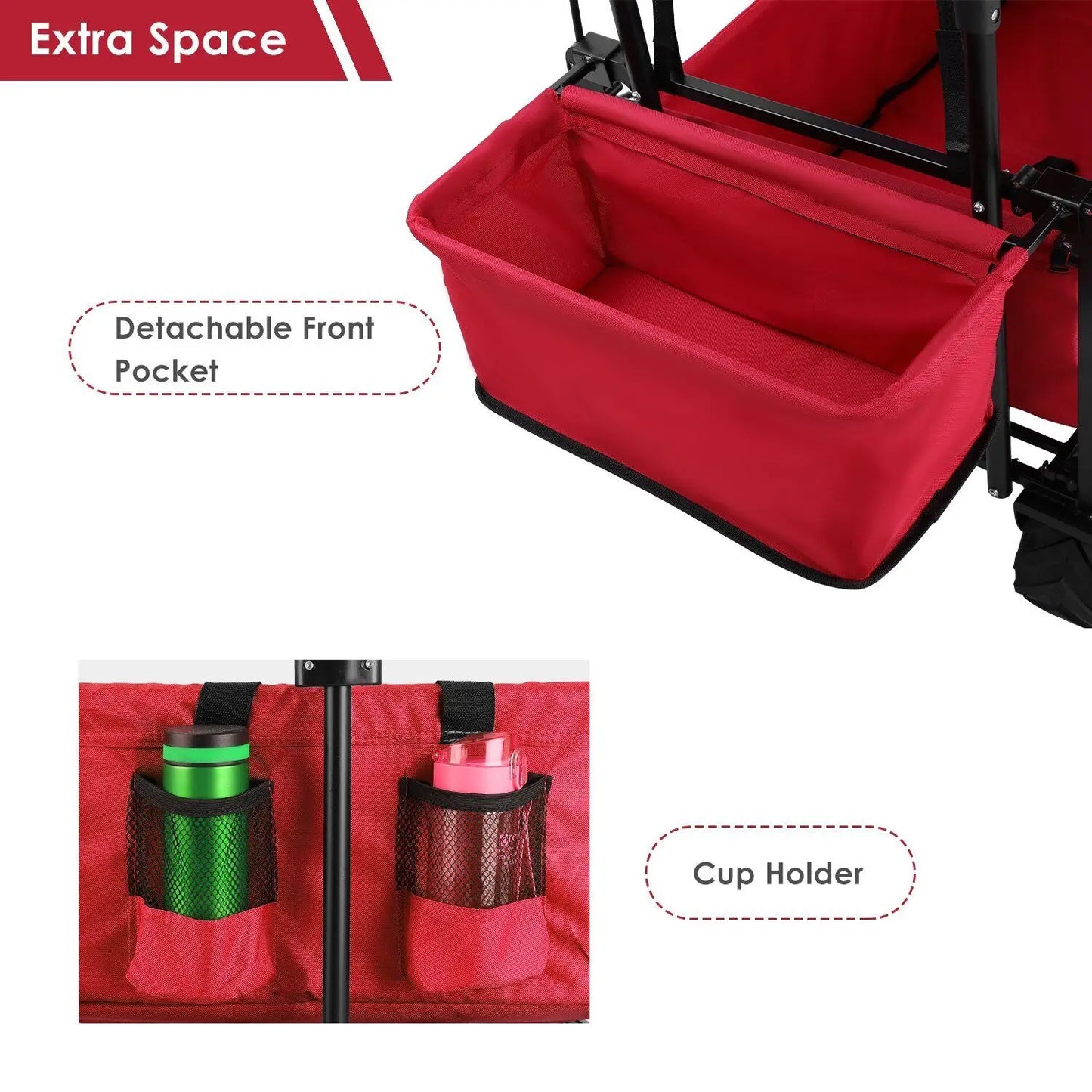 Foldable Handcart with Roof 115kg Off-Road Transport Trolley