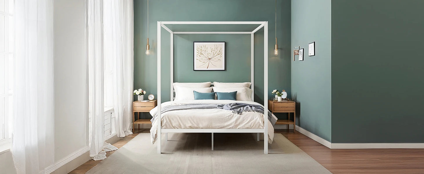 Ljustra Canopy Bed Frame Minimalist Sturdy Easy Assembly No Box Spring