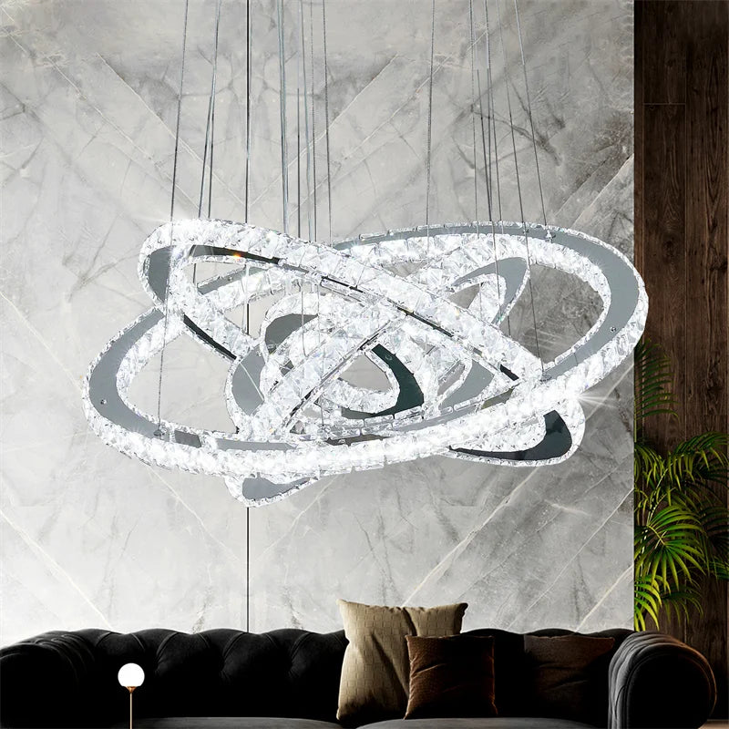 K9 Crystal Ring LED Pendant Light Modern Chandelier Luxury Ceiling Lamp