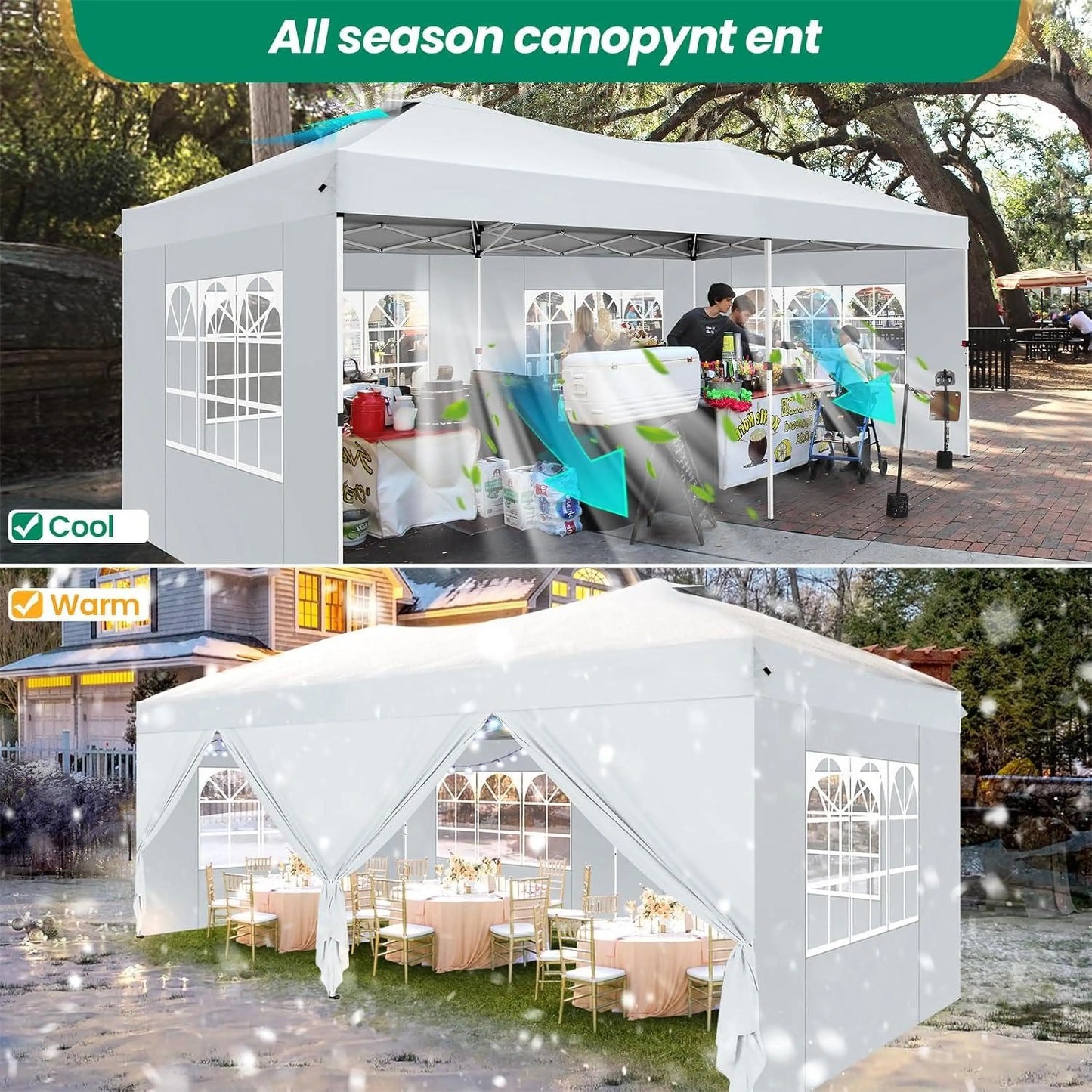 10x20ft Commercial Grade Canopy Tent with Quick-Lock System & Walls