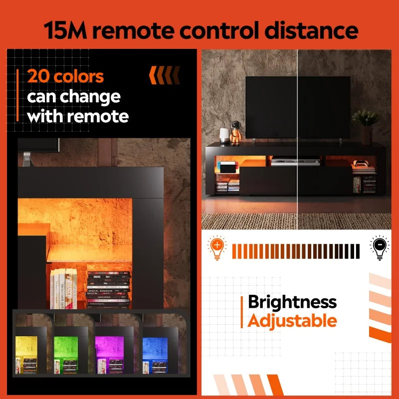 Ljustra Modern LED TV Stand for 60-70 Inch TVs with Storage Drawers