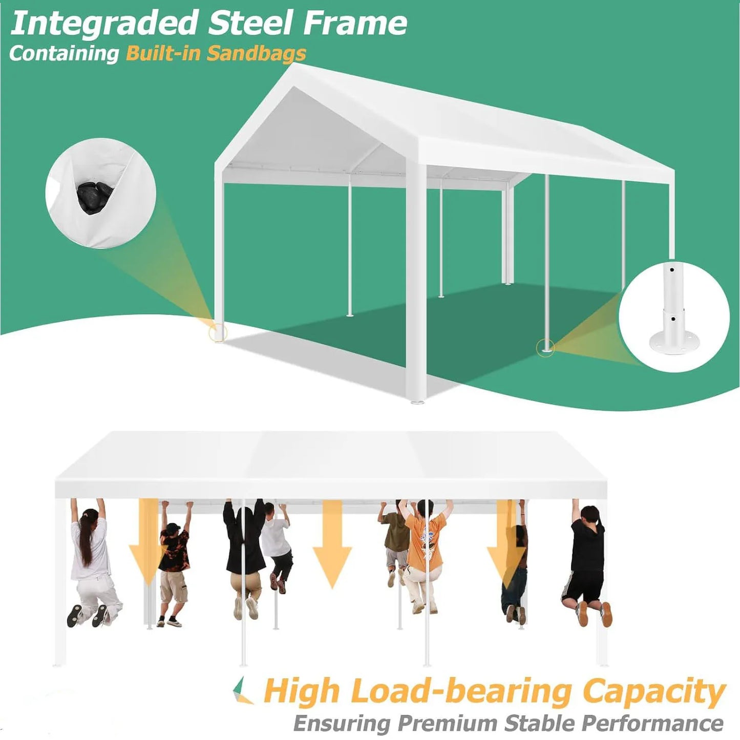 10x20ft Heavy Duty Party Tent Canopy Waterproof Wedding Event Tent