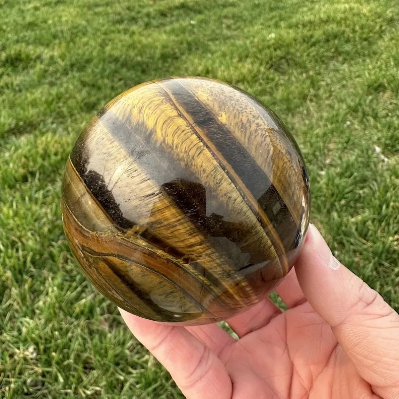 Natural Tiger Eye Jasper Sphere Crystal Ball Home Decor Reiki Healing