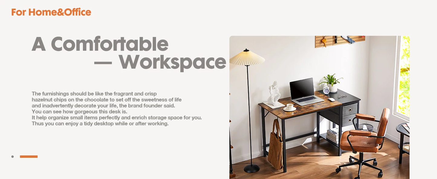 Ljustra 55 Inch Computer Desk With Drawers Home Office Writing Desk