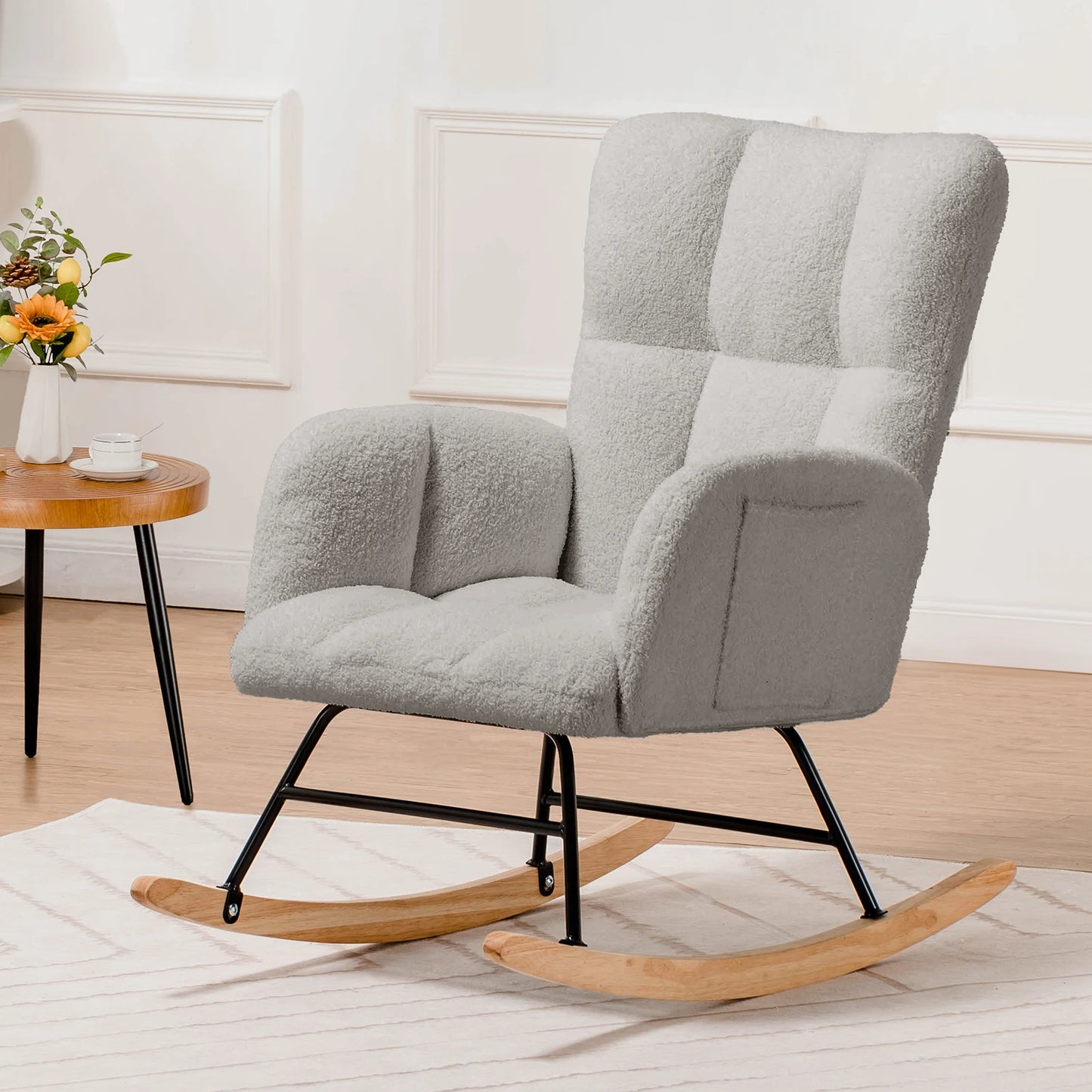 Ljustra Nursery Rocking Chair Teddy Glider Modern High Back Armchair