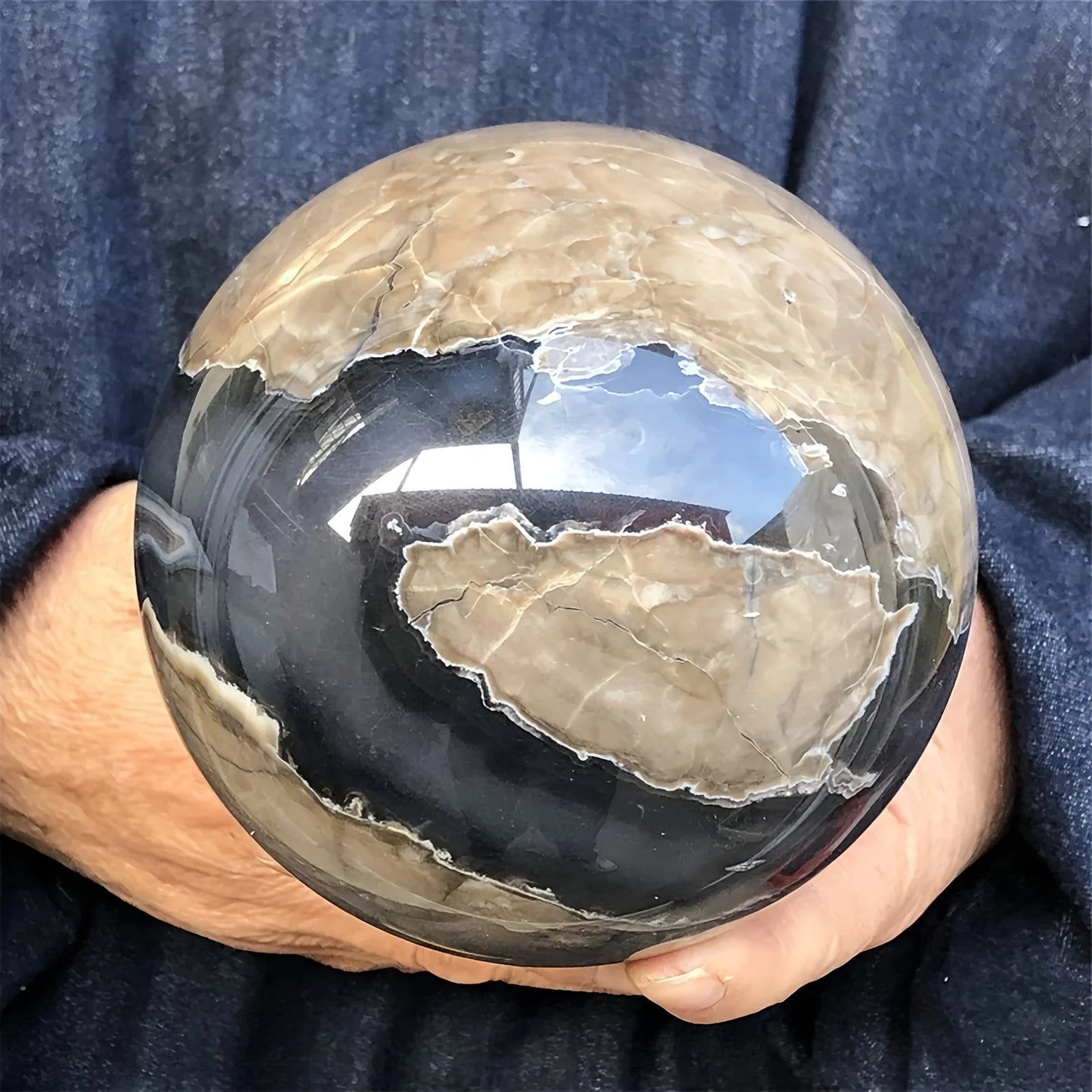 Natural Volcanic Agate Sphere UV Reactive Crystal Ball Home Decor Gift