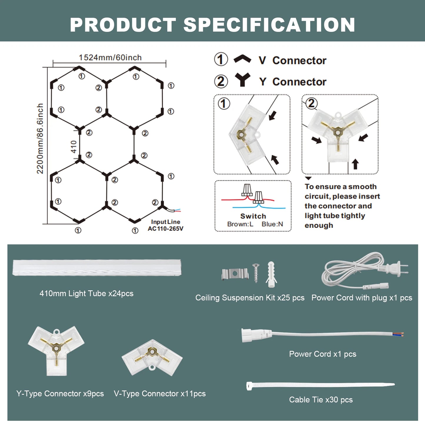 Hexagon LED Garage Lights 192W 26400LM Super Bright Ceiling Lights