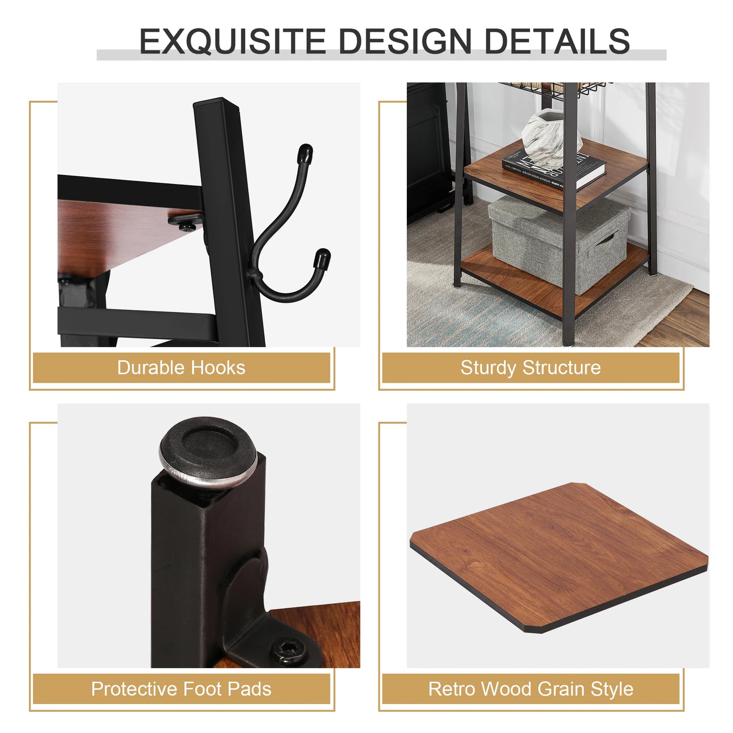 Ljustra Freestanding Coat Rack Stand with 8 Hooks for Living Room