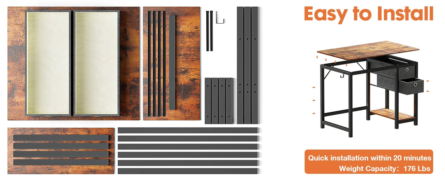 Ljustra 55 Inch Computer Desk With Drawers Home Office Writing Desk