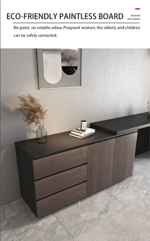Multifunctional Expandable Desk with Drawers Modern Office Furniture