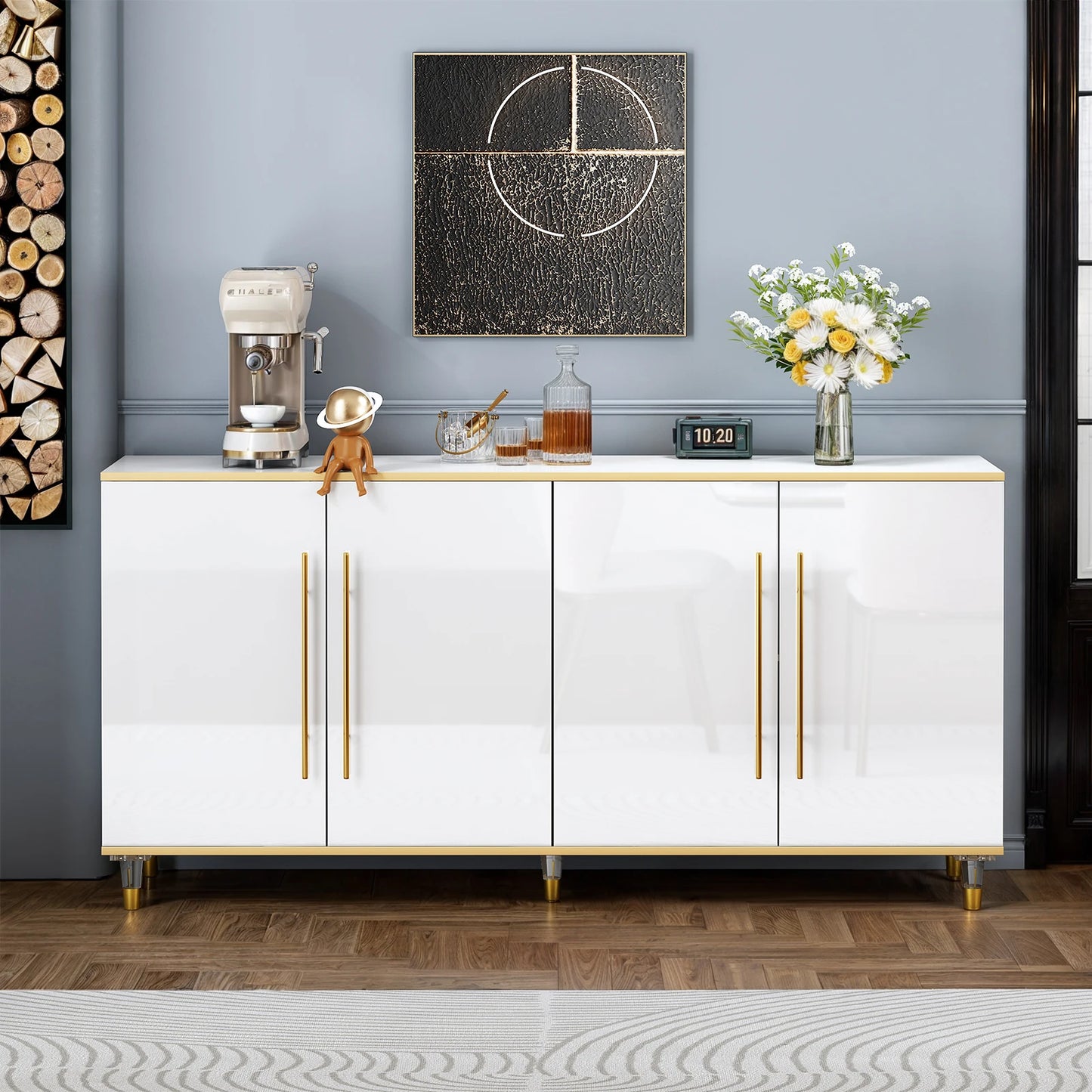 63 Inch Modern Buffet Cabinet Storage Sideboard Console Table
