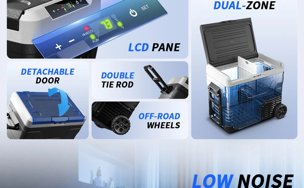 SIMZLIFE 50L Car Refrigerator Portable Freezer Electric Cooler 12V 24V