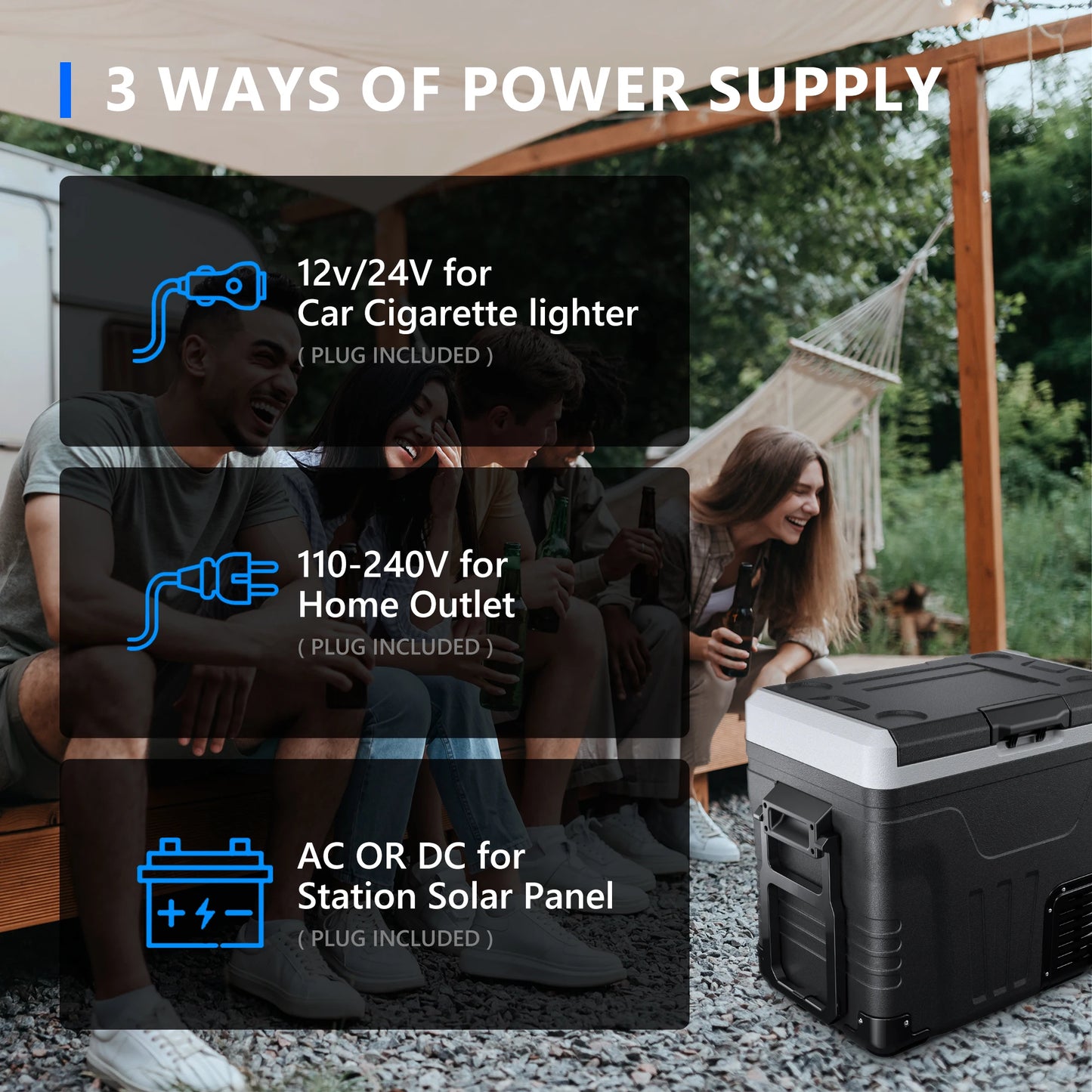 SIMZLIFE 50L Car Refrigerator Portable Freezer Electric Cooler 12V 24V