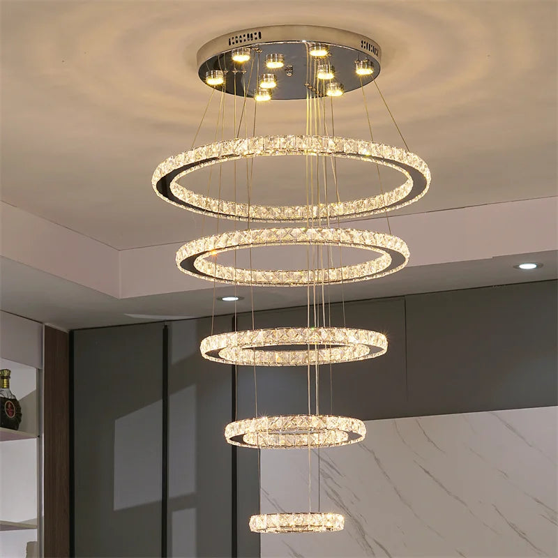 K9 Crystal Ring LED Pendant Light Modern Chandelier Luxury Ceiling Lamp