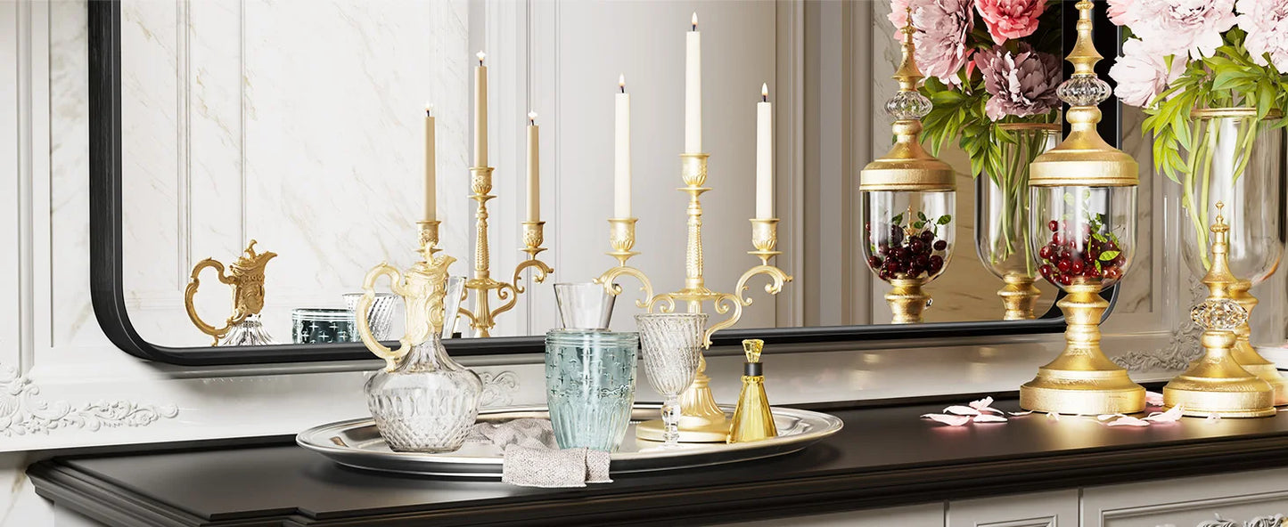 Matte Metal Framed Bathroom Mirror Rounded Corner Tempered Glass