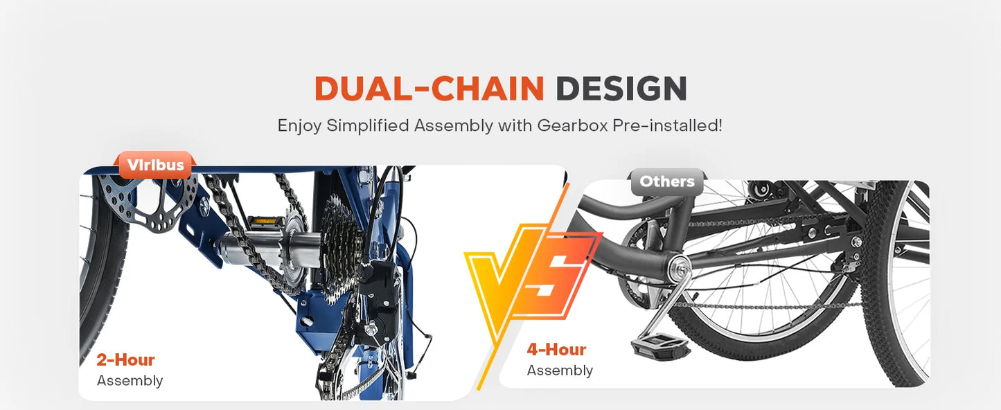 24'' 26'' Electric Tricycle for Adults 350W Motor 7 Speed Trike