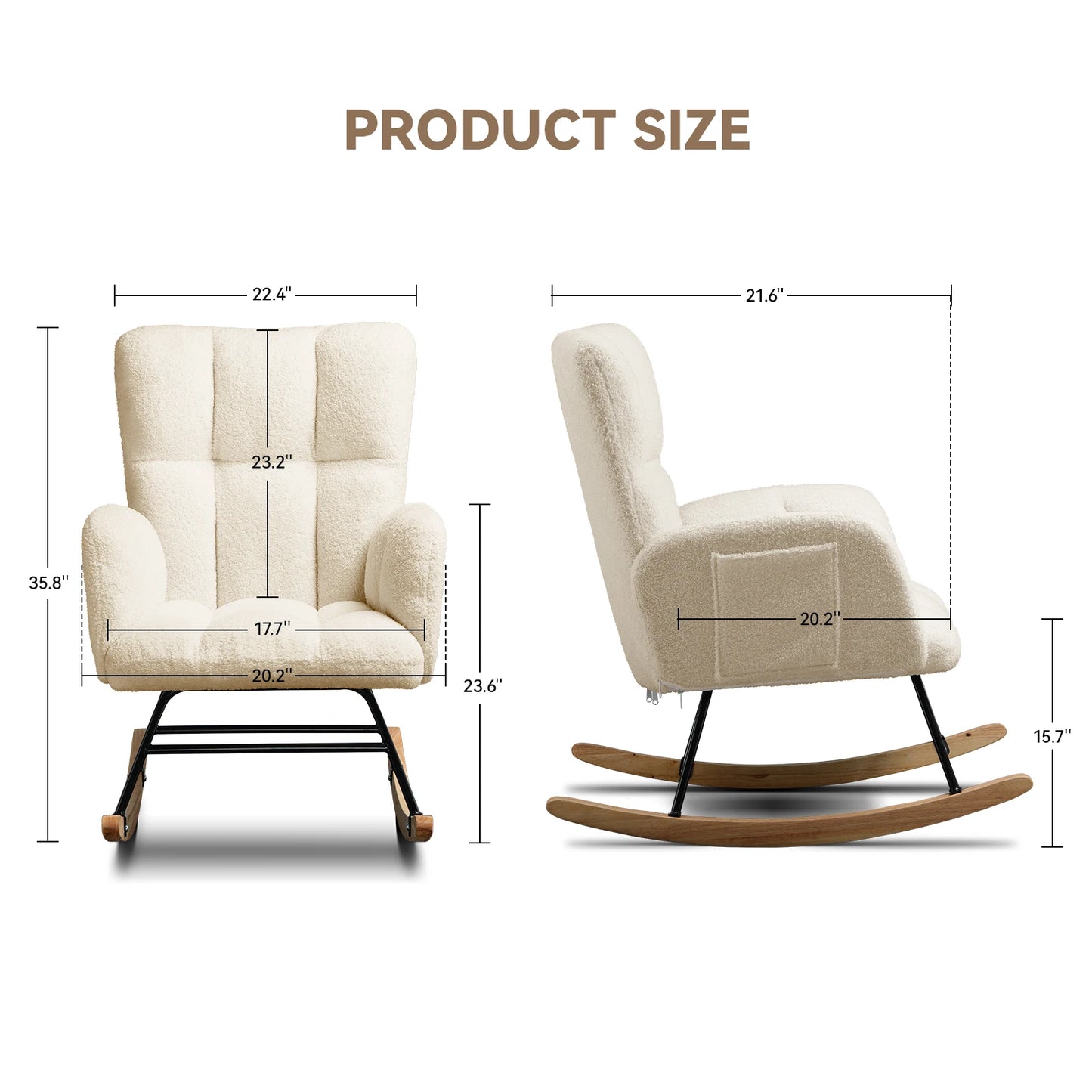 Ljustra Nursery Rocking Chair Teddy Glider Modern High Back Armchair