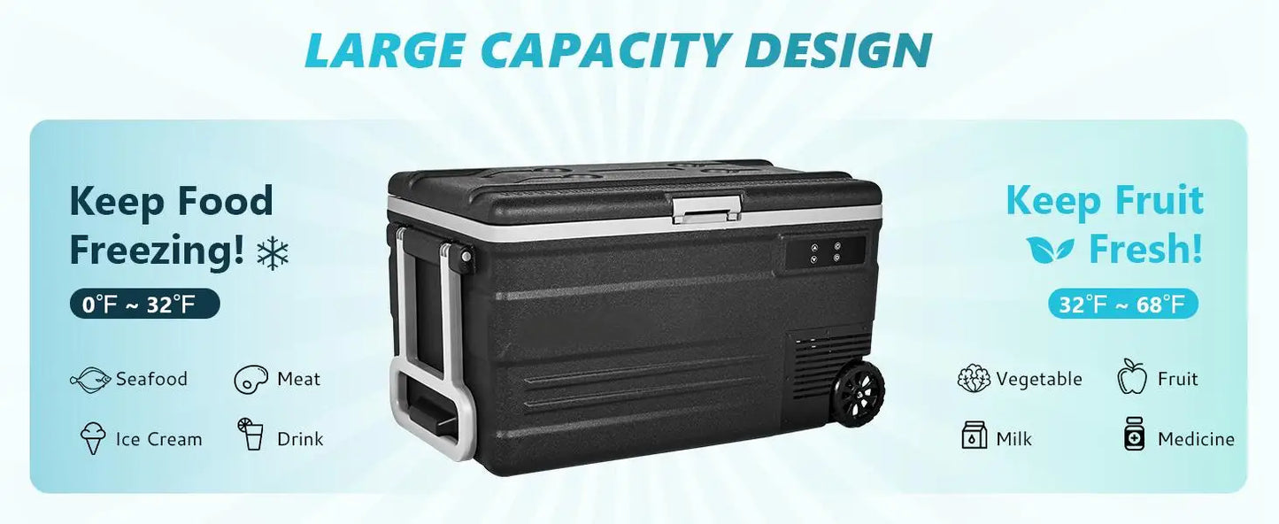 Ljustra 75L Portable Car Refrigerator Compressor Cooler for Camping Fishing