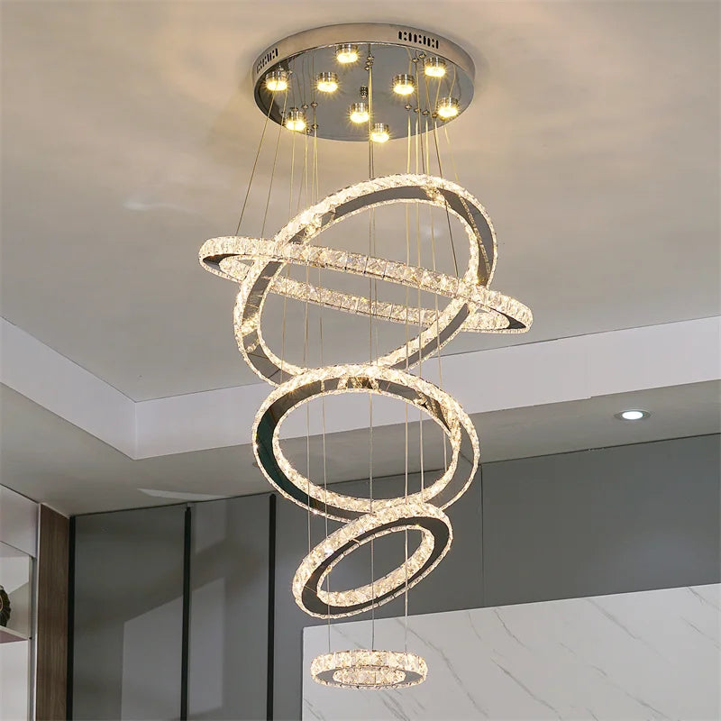 K9 Crystal Ring LED Pendant Light Modern Chandelier Luxury Ceiling Lamp