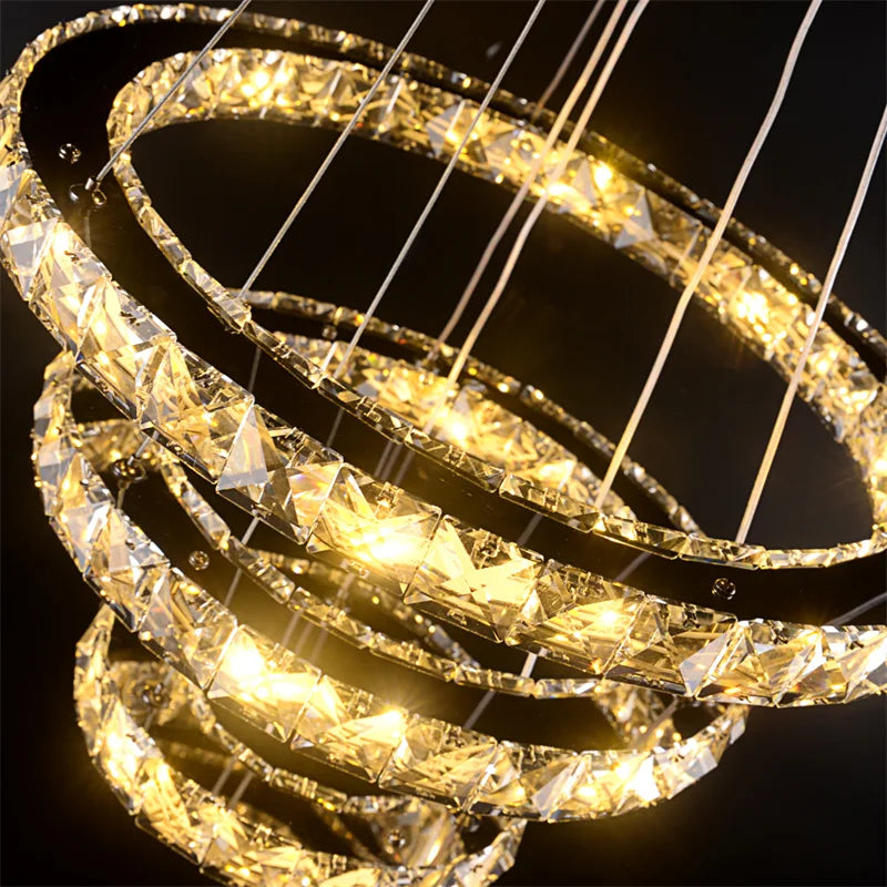 K9 Crystal Ring LED Pendant Light Modern Chandelier Luxury Ceiling Lamp