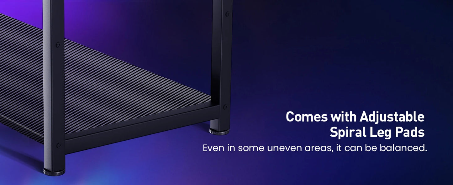 L-Shape Gaming Desk Carbon Fiber Computer Desk with Monitor Arm Storage