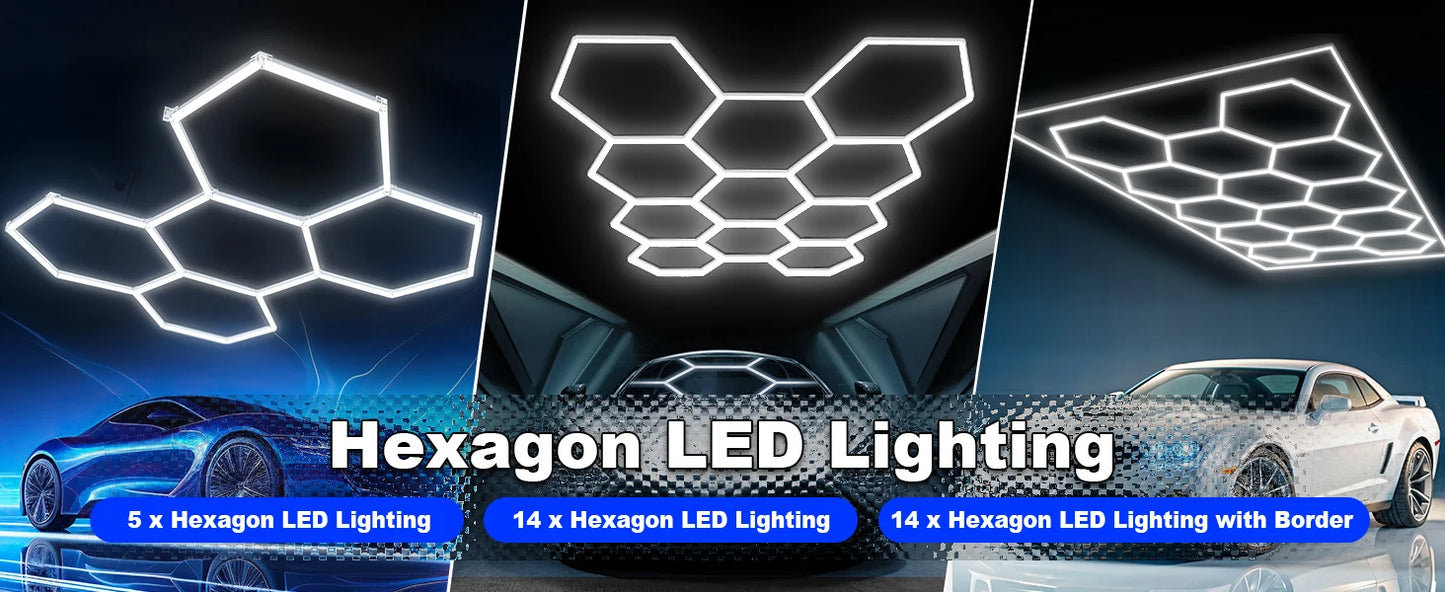 Hexagon LED Garage Lights 192W 26400LM Super Bright Ceiling Lights
