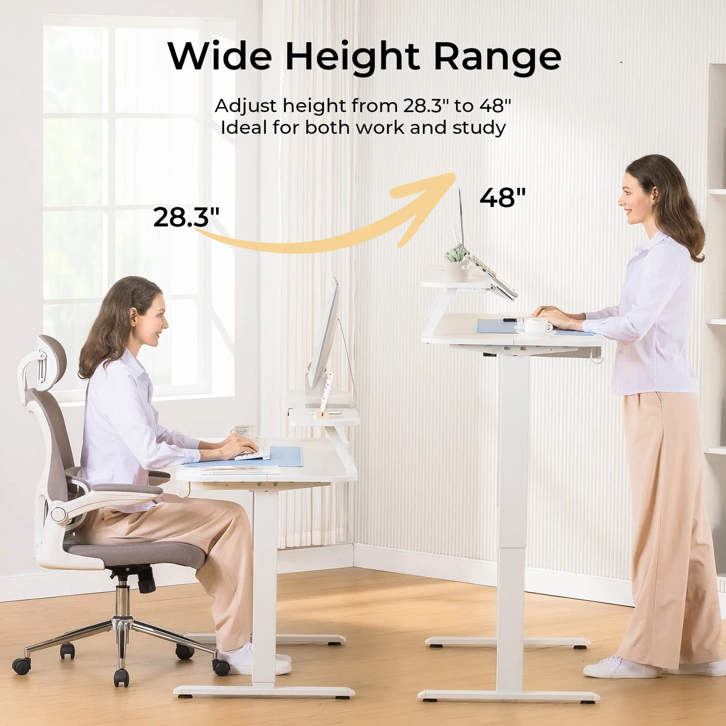 Electric Standing Desk with Drawers Adjustable Ergonomic Home Office