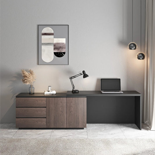 Multifunctional Expandable Desk with Drawers Modern Office Furniture