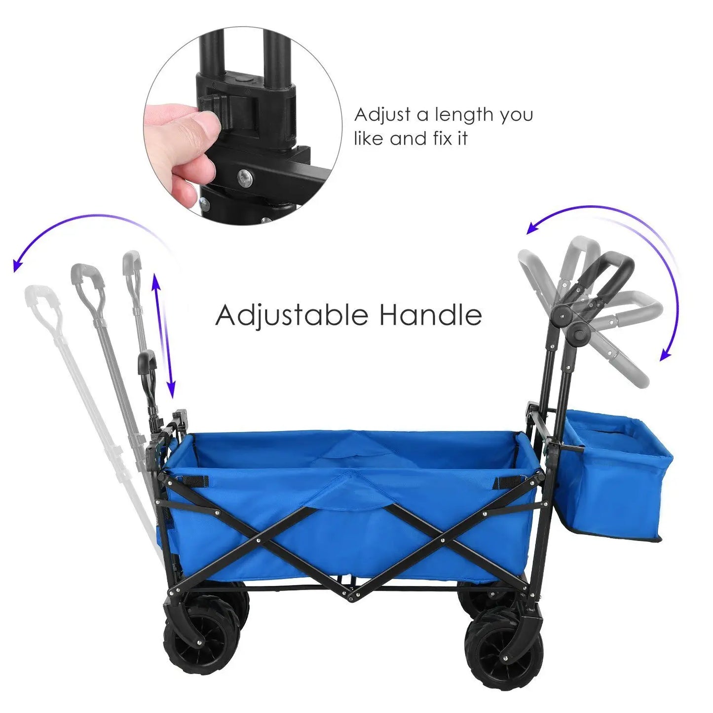 Foldable Handcart with Roof 115kg Off-Road Transport Trolley