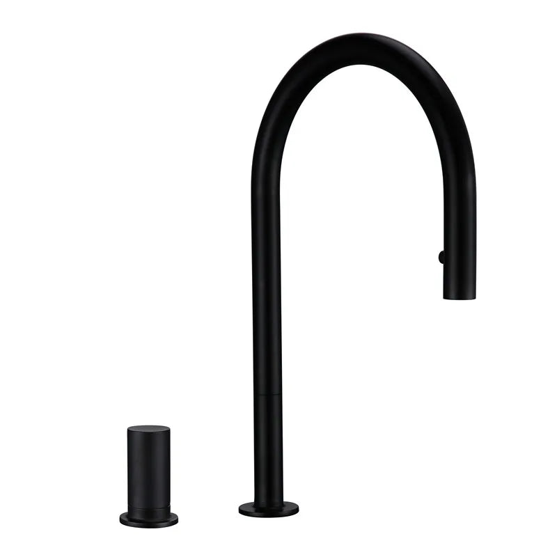 Pull Down Kitchen Sink Faucet Brushed Gunmetal Single Handle Brass Sprayer