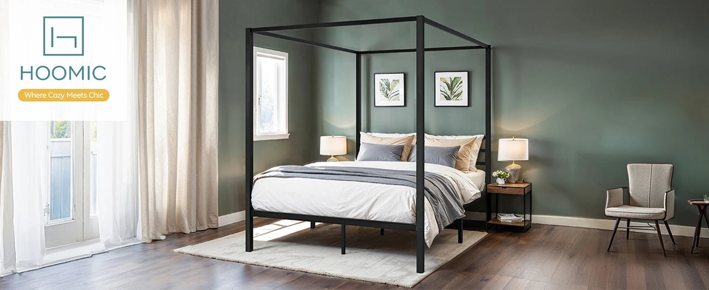 Ljustra Canopy Bed Frame Minimalist Sturdy Easy Assembly No Box Spring