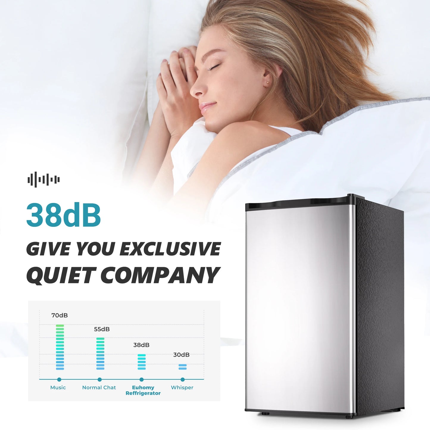 Ljustra 3.2 Cu.Ft Mini Fridge Freezer Compact Refrigerator for Dorm Office