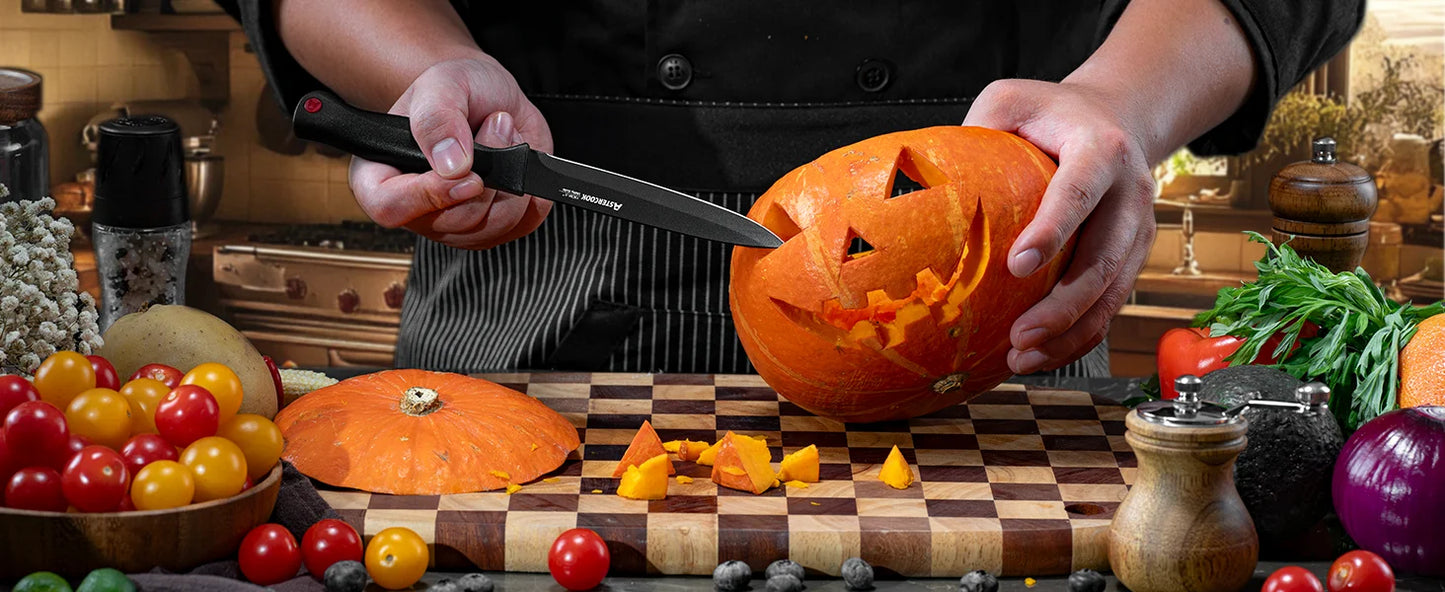 15PCS Knife Set with Sharpener Block German Stainless Steel Dishwasher Safe