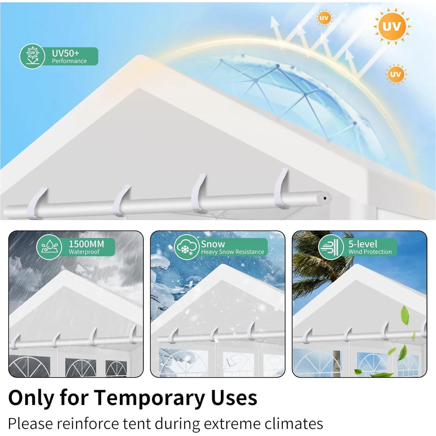 10x20ft Heavy Duty Party Tent Canopy Waterproof Wedding Event Tent