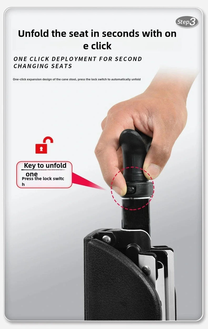 Portable Folding Cane Chair 2-in-1 Outdoor Travel Seat Lightweight