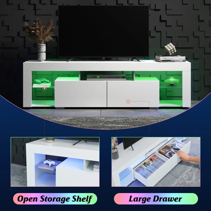 Ljustra Modern 63 Inch TV Stand with LED Lights for 60-70 Inch TV