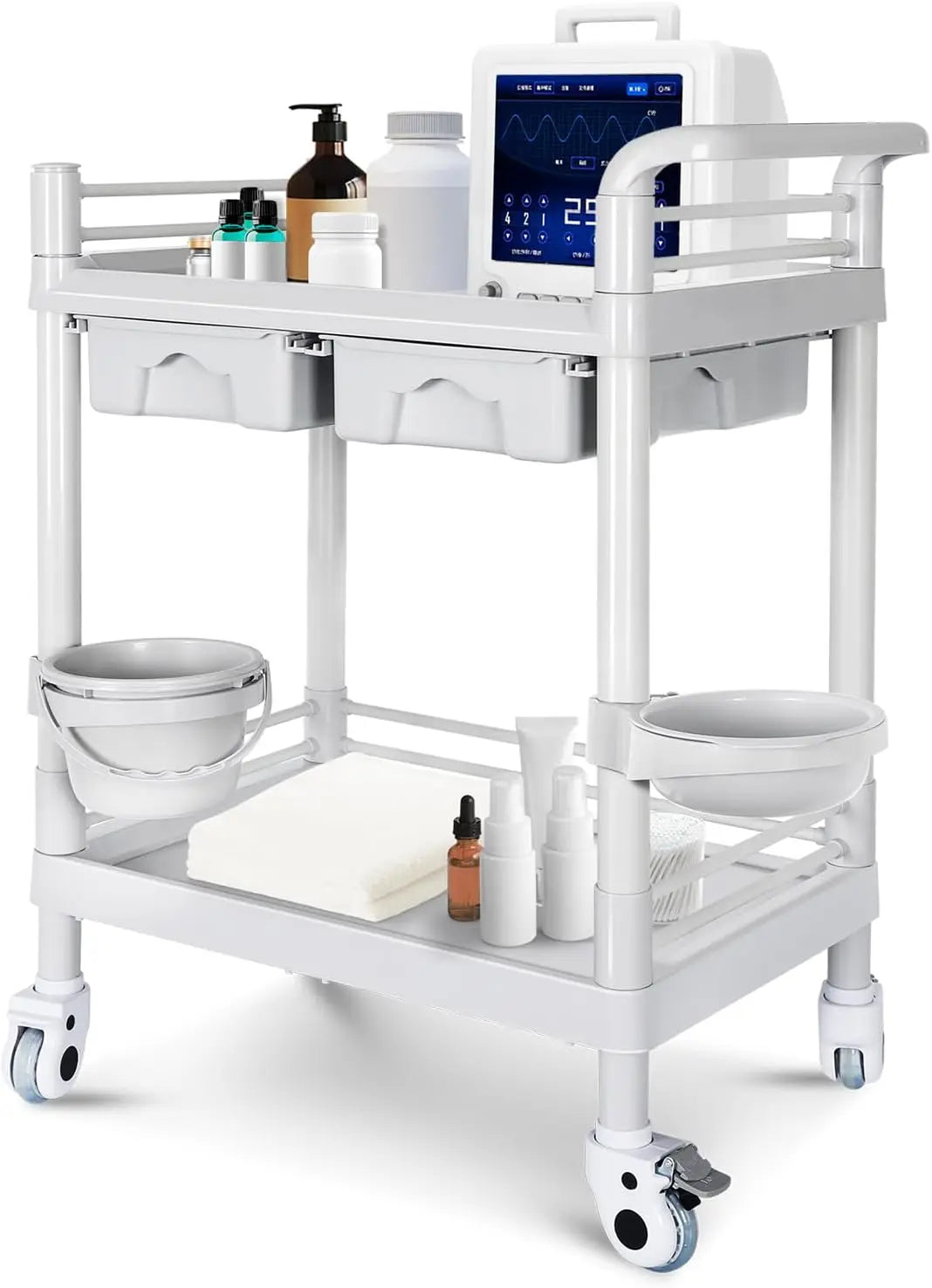 Mobile Trolley Cart with Wheels 330lbs Capacity Rolling Storage Utility