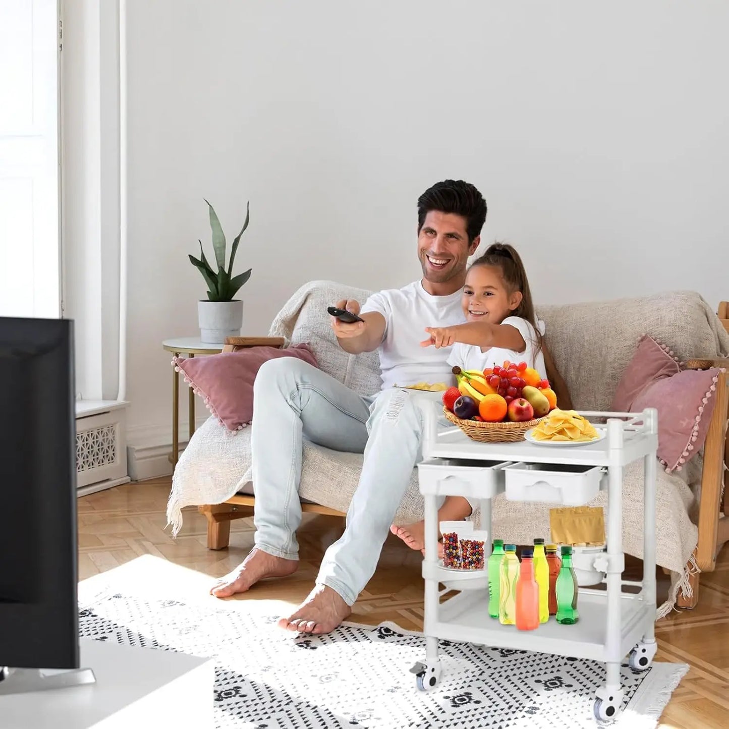 Mobile Trolley Cart with Wheels 330lbs Capacity Rolling Storage Utility