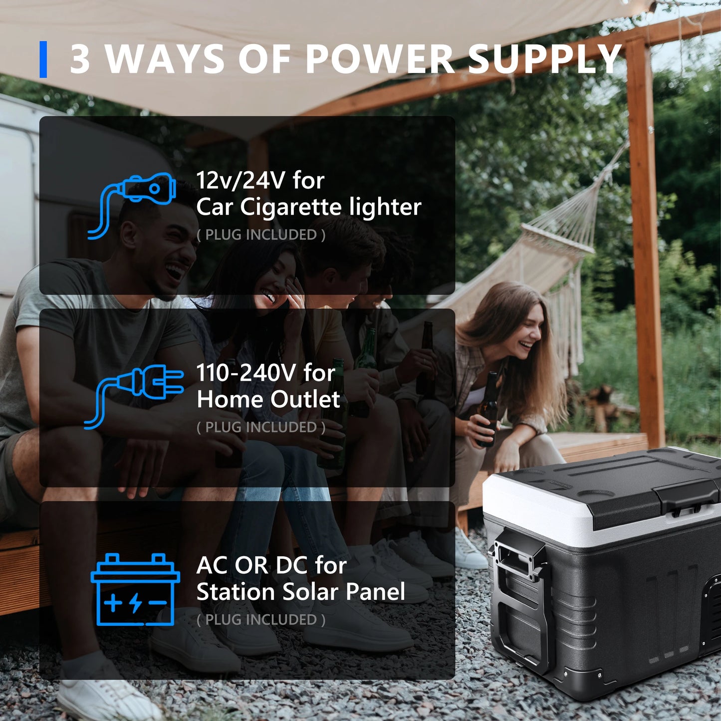 Ljustra 35L Car Refrigerator Portable Electric Cooler Freezer 12V 24V