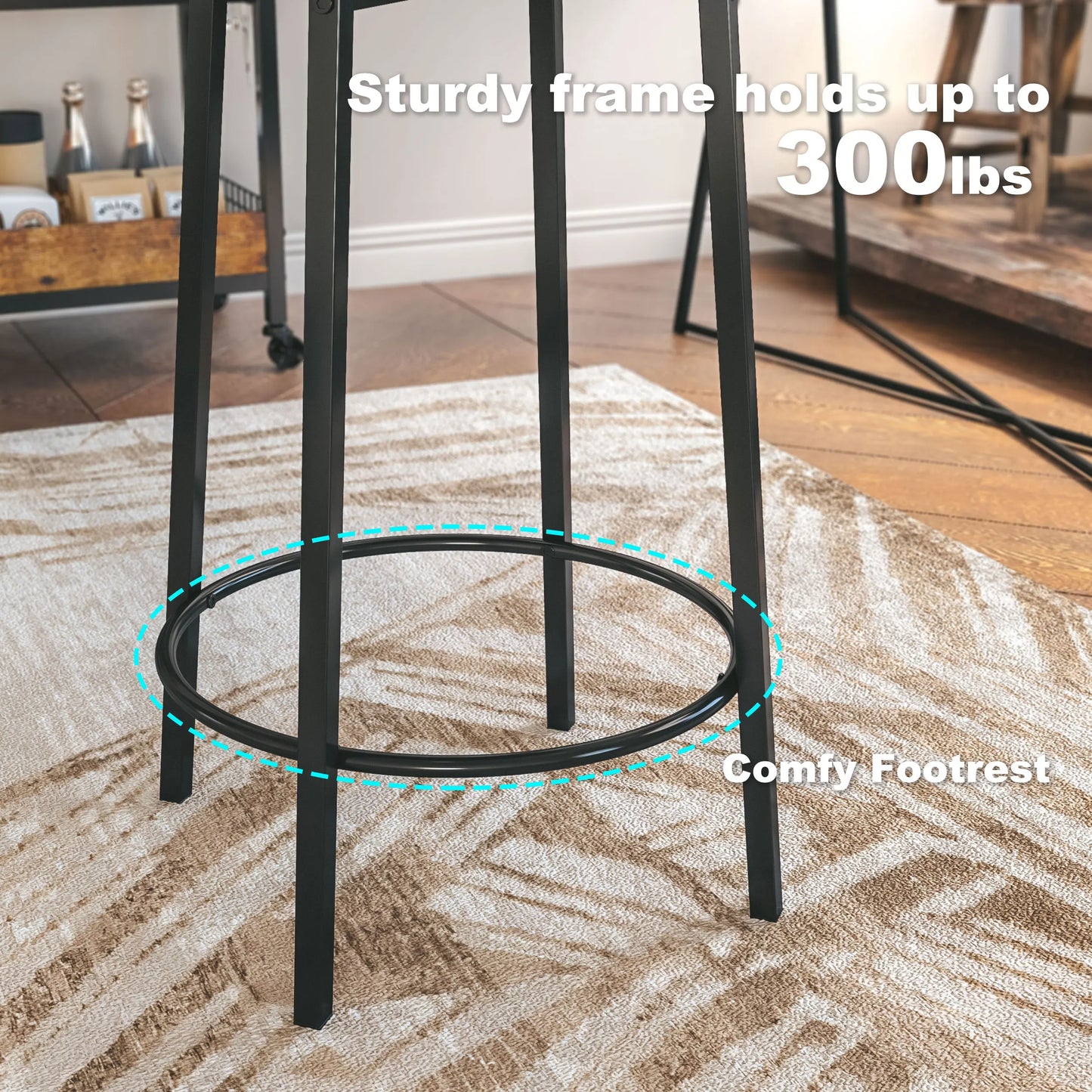 Ljustra Swivel Bar Stools Set of 2 PU Upholstered Kitchen Stools