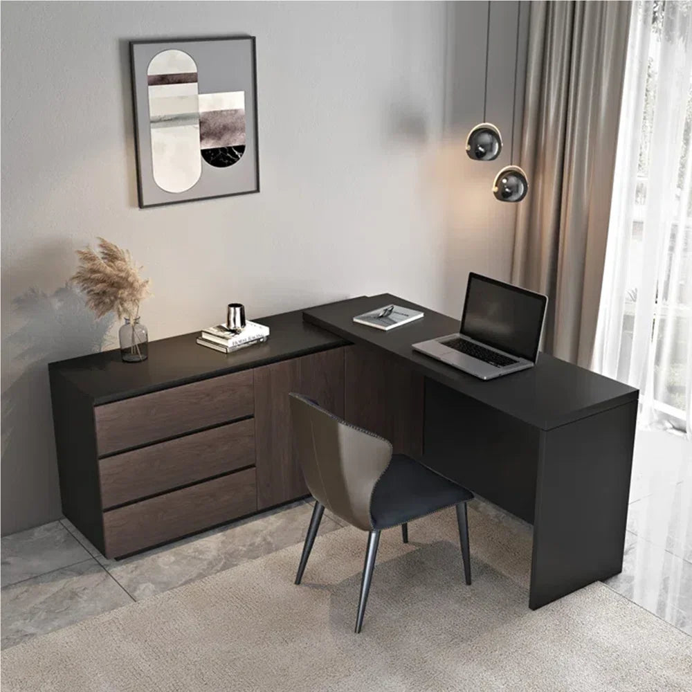 Multifunctional Expandable Desk with Drawers Modern Office Furniture