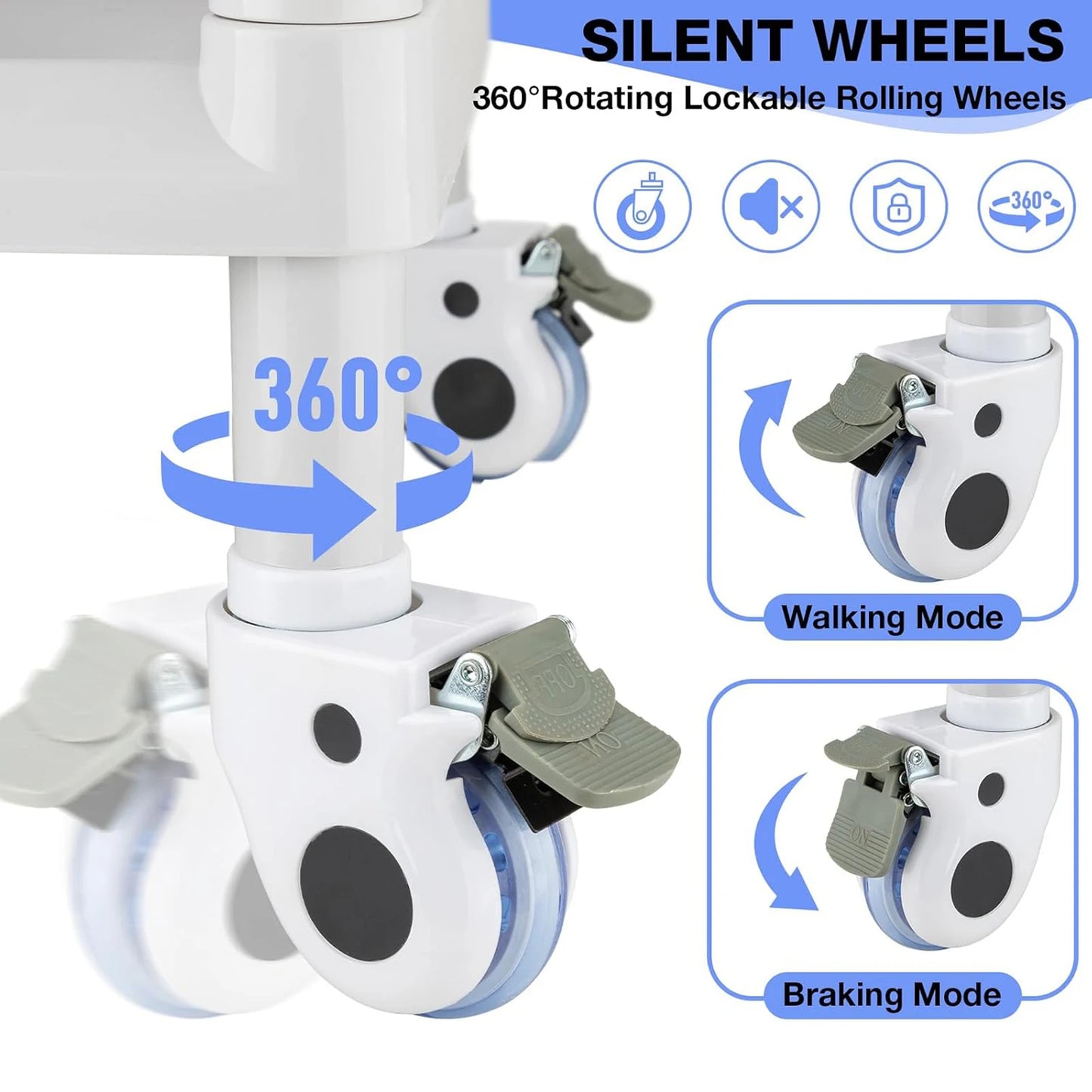 Mobile Trolley Cart with Wheels 330lbs Capacity Rolling Storage Utility