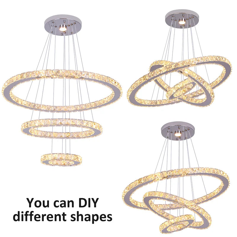 K9 Crystal Ring LED Pendant Light Modern Chandelier Luxury Ceiling Lamp